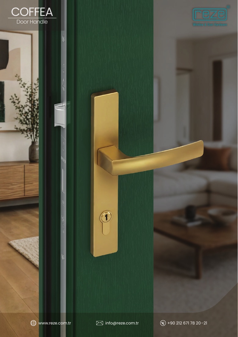 Manilla de puerta Coffea REZE con placa